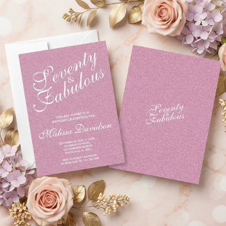 Siebzig und Fabelhaft Pink Glitter Geburtstag Einladung