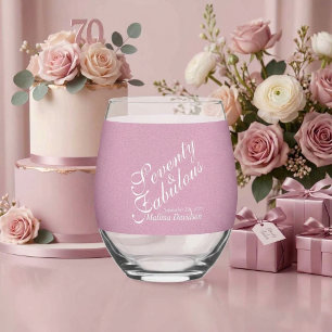 Siebzig und fabelhaftes rosa Glitter-Schrift-Emble Weinglas Ohne Stiel