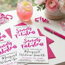 Siebzig und Fabulous Pink Script Geburtstag