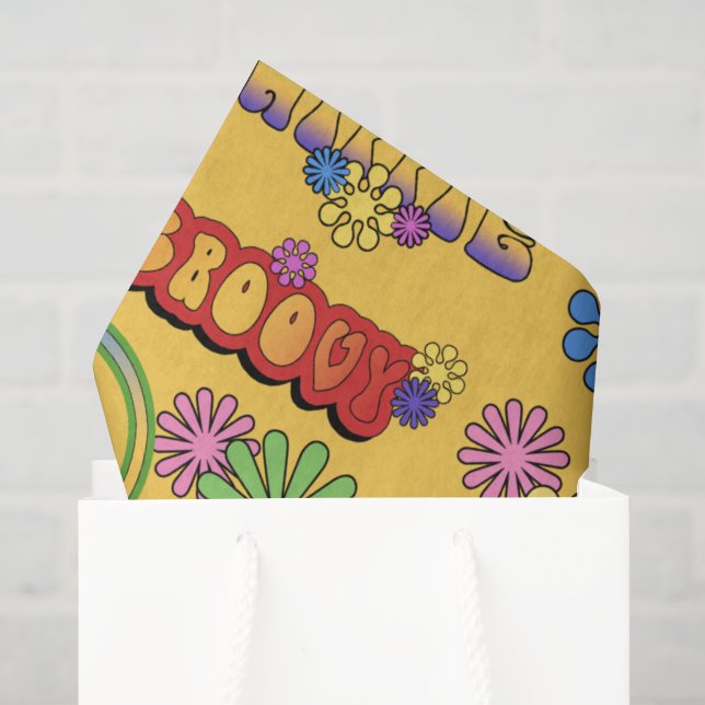 Siebziger Hippie-Muster gekachelt Party-Papiertasc Seidenpapier (Geschenk Tasche)