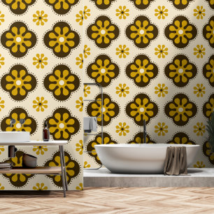 Siebziger-Mod-Blume-Muster-Hintergrund Tapete