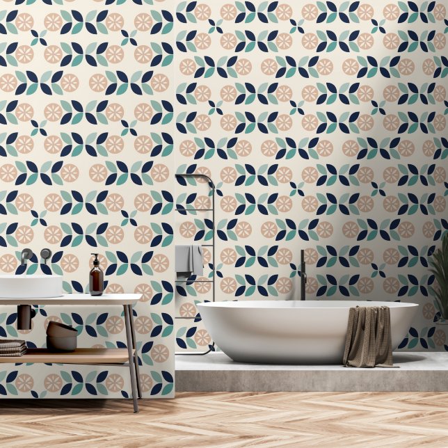 Siebziger-Mod-Blume-Muster-Hintergrund Tapete (Badezimmer)