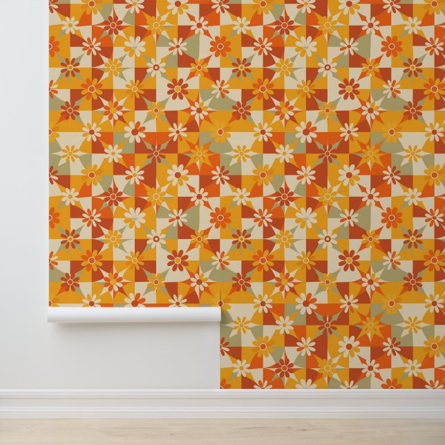 Siebziger Mod-Blumen-Muster Tapete (Anwendung)