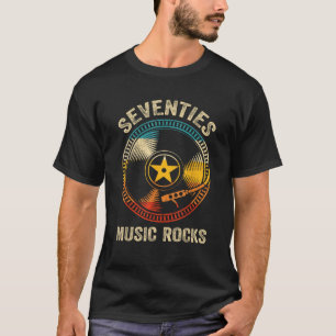 Siebziger-Musik rockt Retro 70er Vintage-Platten T-Shirt