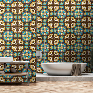 Siebziger Retro-Blumenmuster Tapete