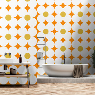 Siebziger Retro-Blumenmuster Tapete