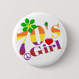 Siebzigerjahre Mädchen-Retro Knopf Button