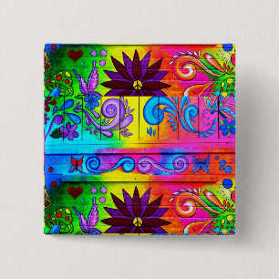 Siebzigerjahre starker Hippieknopf Button