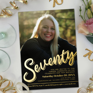 Siebzigste Geburtstagsschrift für Foto Gold Folieneinladung