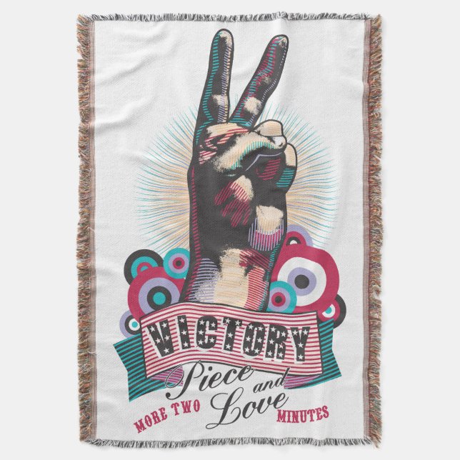 Sieg-Decke Victory Peace & Love Pop-Art-Design Decke (Vorderseite Vertikal)