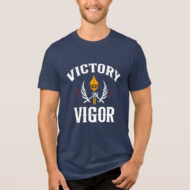 Sieg in Kraft Krieger-Schädel Tri-Blend Shirt (Vorderseite)