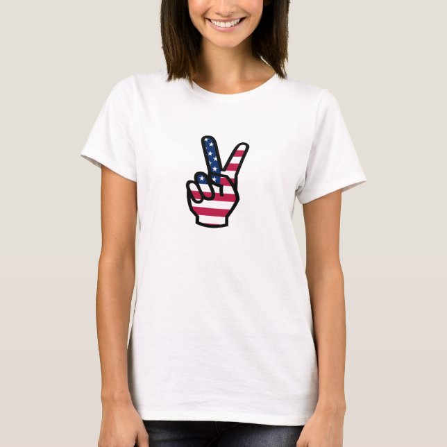 Sieg mit amerikanischer Flagge T-Shirt (Vorderseite)