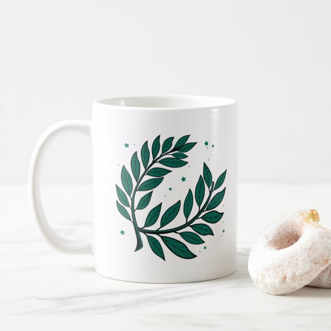 Sieg und Errungenschaft des grünen Lorbeerkranzes Kaffeetasse (Mit Donut)