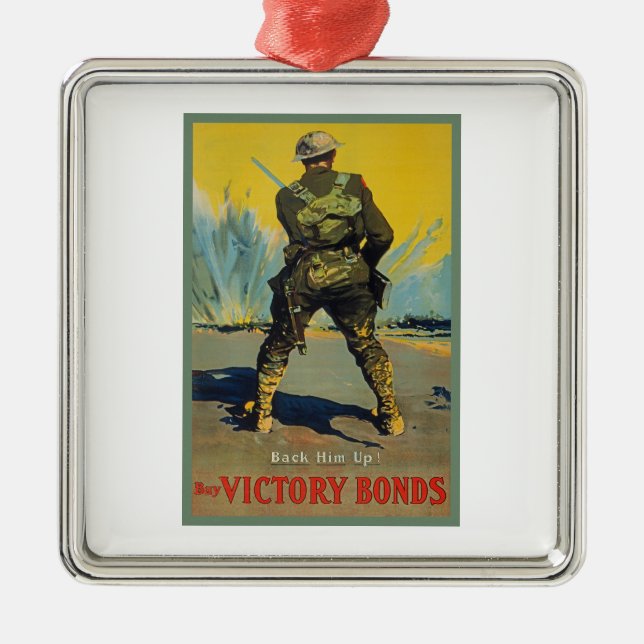 Sieg verpfändet zurück ihn herauf WWI Propaganda Silbernes Ornament (Vorne)