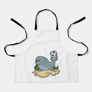 Siegel als Fußballspieler mit Fußball Schürze