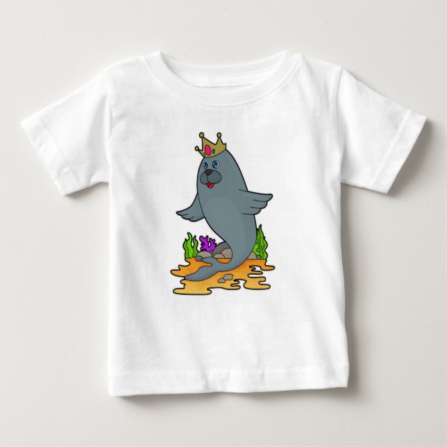 Siegel als König mit Krone Baby T-shirt (Vorderseite)