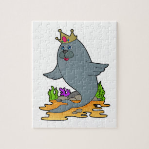 Siegel als König mit Krone Puzzle