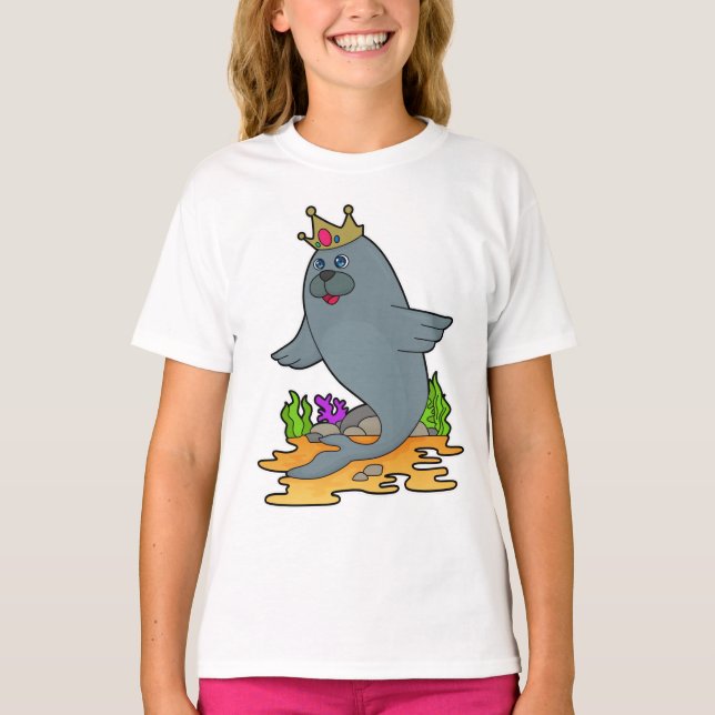 Siegel als König mit Krone T-Shirt (Vorderseite)