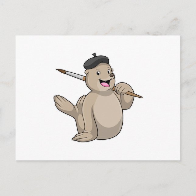 Siegel als Maler mit Pinsel Postkarte (Vorderseite)