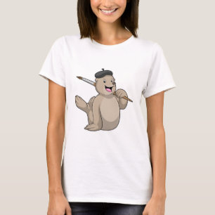 Siegel als Maler mit Pinsel T-Shirt