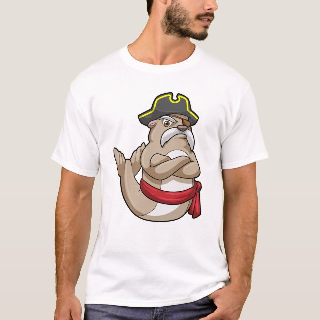 Siegel als Pirate mit Piratenhut T-Shirt (Vorderseite)