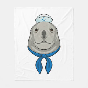 Siegel als Seemann mit Sailor-Hut Fleecedecke