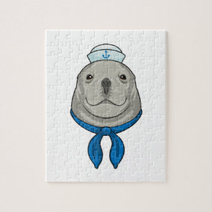 Siegel als Seemann mit Sailor-Hut Puzzle