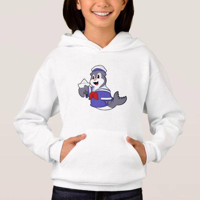 Siegel als Seemann mit Schiff Hoodie (Vorderseite)