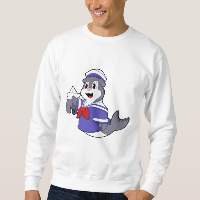Siegel als Seemann mit Schiff Sweatshirt (Vorderseite)