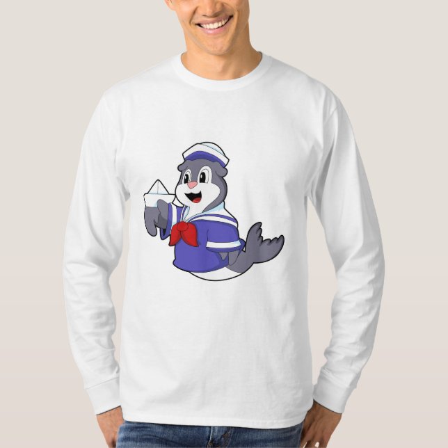Siegel als Seemann mit Schiff T-Shirt (Vorderseite)