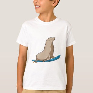 Siegel als Surfer mit Surfbrett T-Shirt