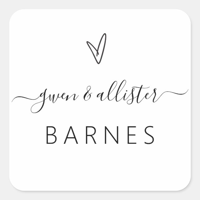 Siegel-Aufkleber für Kartenprägung Etikett Hochzei Quadratischer Aufkleber (Vorderseite)