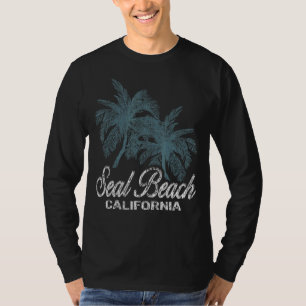 Siegel Beach California Zwei große Palmen T-Shirt