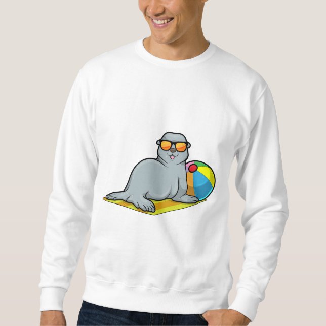 Siegel bei Sonnenbaden mit Wasserpolo Sweatshirt (Vorderseite)