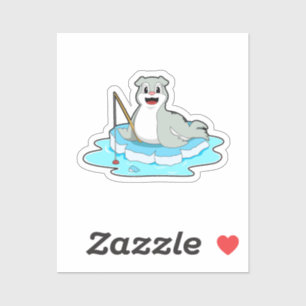 Siegel beim Angeln mit Angelrute Aufkleber