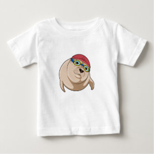 Siegel beim Baden mit Schwimmbrille Baby T-shirt