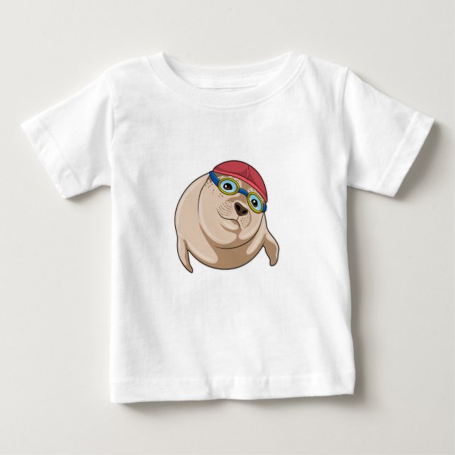 Siegel beim Baden mit Schwimmbrille Baby T-shirt (Vorderseite)