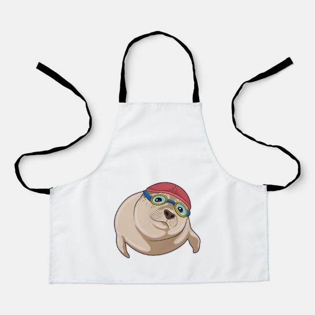 Siegel beim Baden mit Schwimmbrille Schürze (Vorderseite)