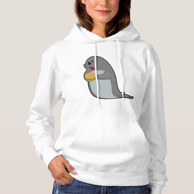 Siegel beim Essen mit Burger Hoodie (Vorderseite)