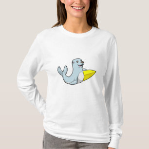 Siegel beim Surfen mit Surfbrett T-Shirt