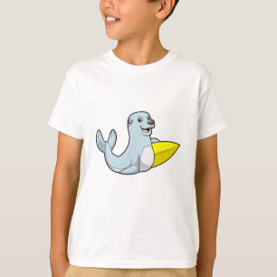 Siegel beim Surfen mit Surfbrett T-Shirt