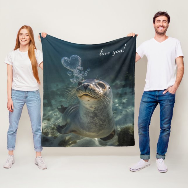 Siegel bläst Herzblasen Fleecedecke (Beispiel)