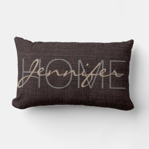 Siegel braun Burlap Rustic Monogram Lendenkissen