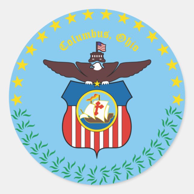 Siegel Columbus, Ohio Runder Aufkleber (Vorderseite)