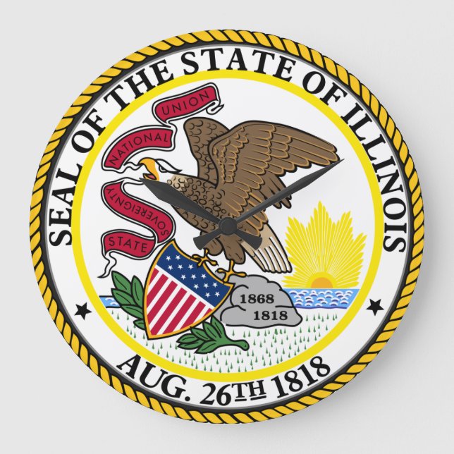 Siegel der Illinois-Rundmauer Große Wanduhr (Vorderseite)
