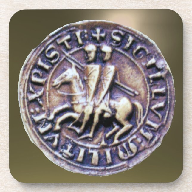 SIEGEL DER KNIGHTS TEMPLAR Edelstein grau Getränkeuntersetzer (Vorderseite)