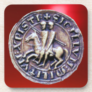 SIEGEL DER KNIGHTS TEMPLAR Edelstein Rot Getränkeuntersetzer
