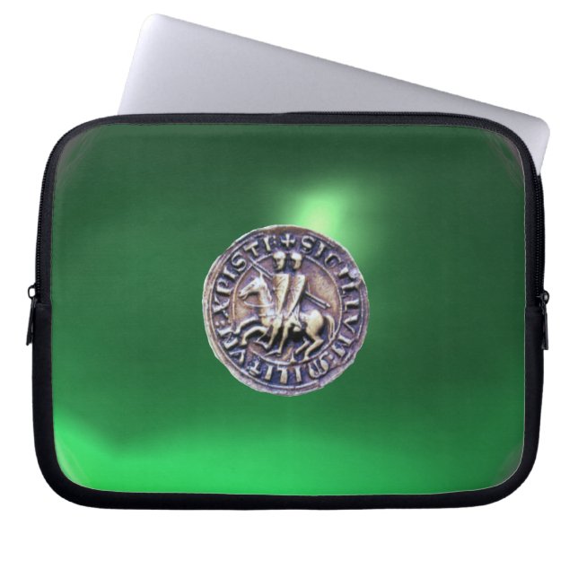 SIEGEL DER KNIGHTS TEMPLAR Graue Edelstein grün Laptopschutzhülle (Vorderseite)