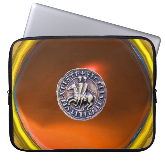 SIEGEL DER KNIGHTS TEMPLAR Graue Perle Orange Laptopschutzhülle (Vorderseite)