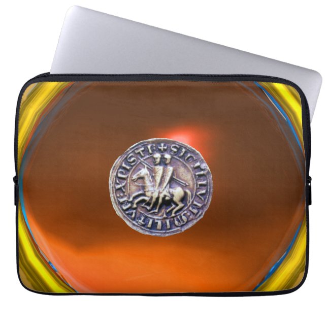 SIEGEL DER KNIGHTS TEMPLAR Graue Perle Orange Laptopschutzhülle (Vorderseite)